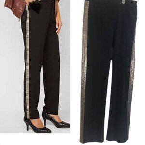 EXPRESS Vintage Y2K Flat Front Straight Leg Metal Mesh Sides Legs Pants Trousers